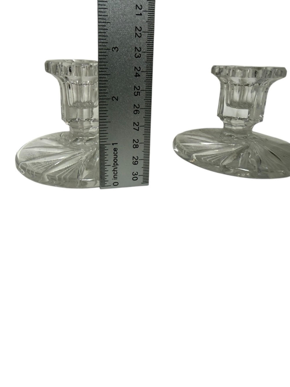 Vintage Bohemian Lead Crystal Star and Pinwheel Candlestick Holders | Set Of 2 - Picture 4 of 9